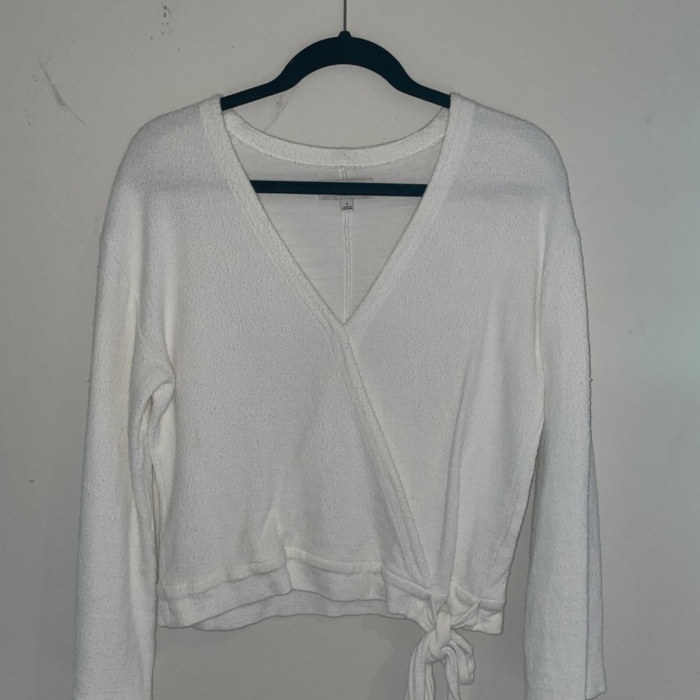 Small Madewell White Wrap Top